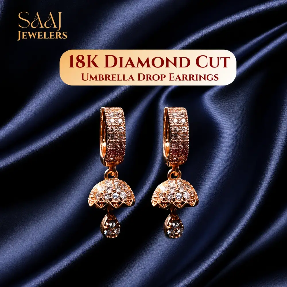 18K Diamond Cut Umbrella Drop Earrings